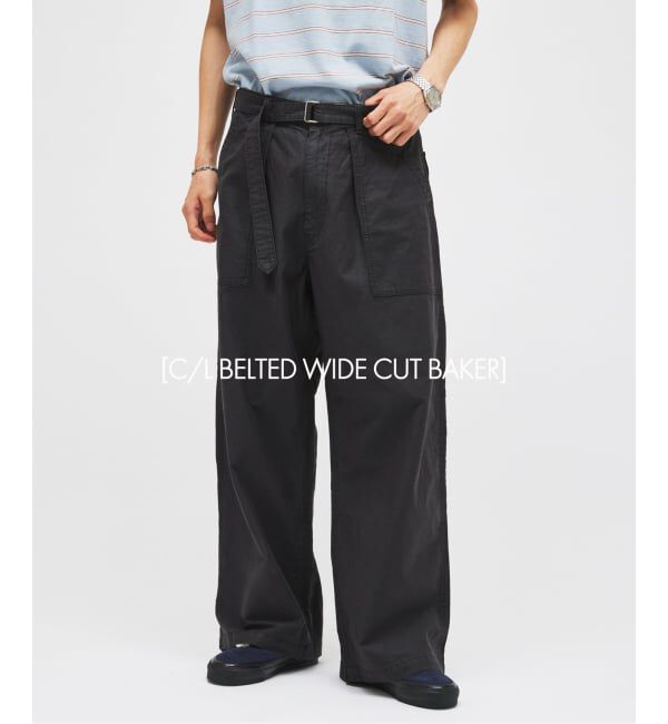 JOURNAL STANDARD「《予約》コットン リネン ベルテッド ワイド カット ベイカー パンツ」|カーゴ|ブラック