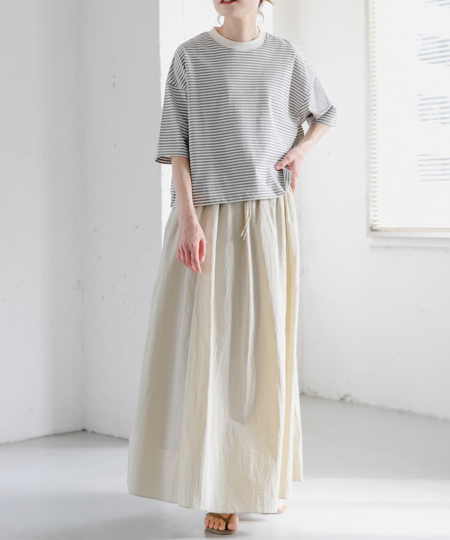 URBAN RESEARCH DOORS「FORK&SPOON　ナイロンギャザースカート」|スカート|