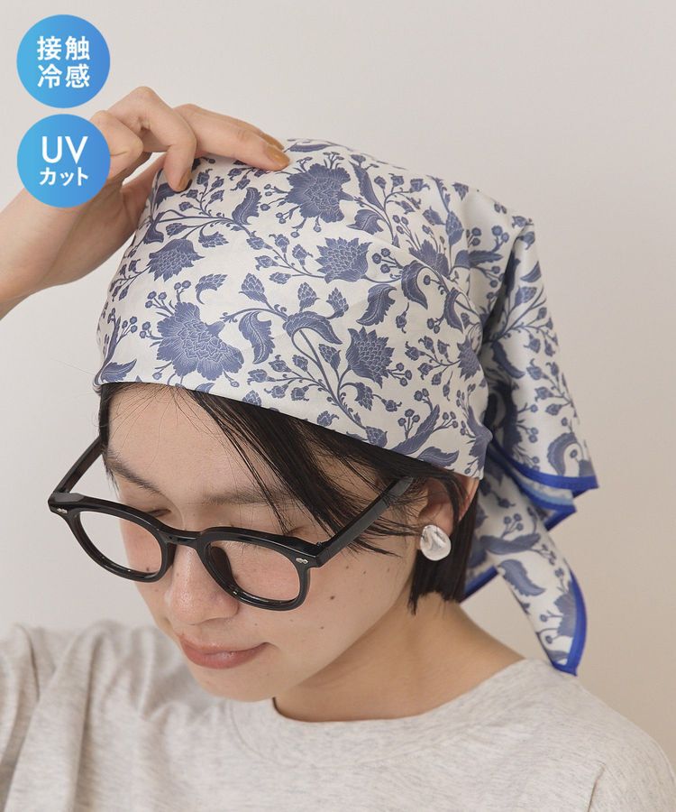 AMERICAN HOLIC「【UVカット・接触冷感】ボタニカル柄スカーフ」|バンダナ・スカーフ|Blue