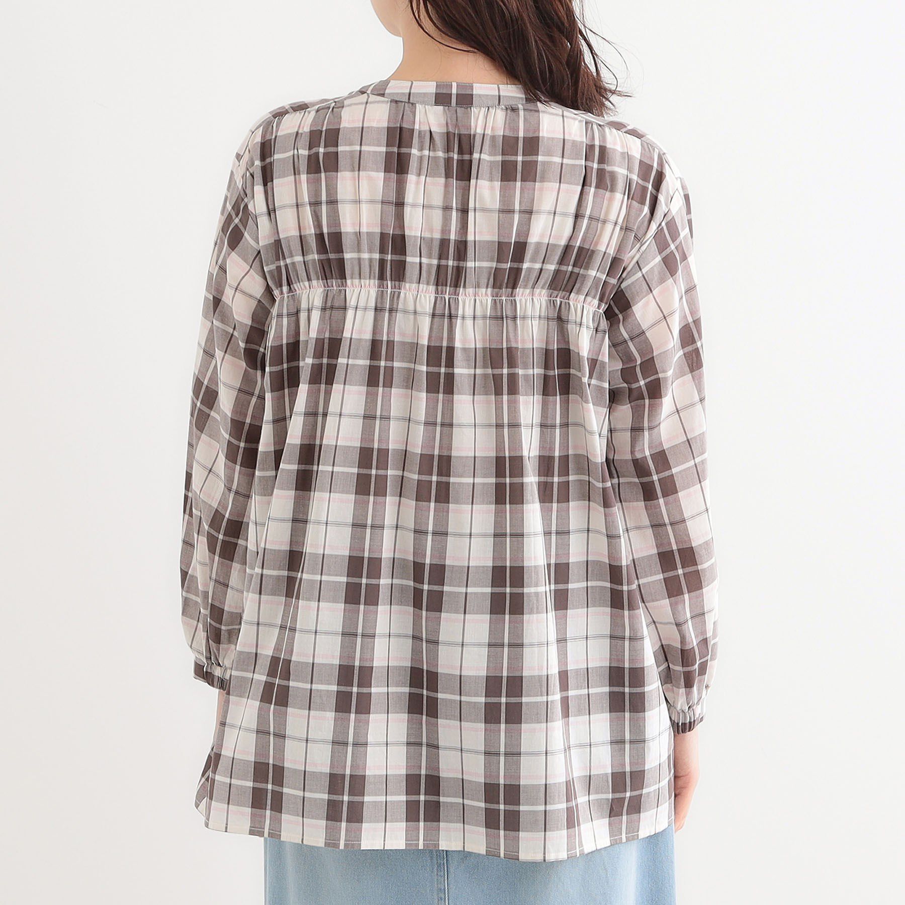 SHOO･LA･RUE「【S-LL】チェック柄シャーリングシャツ」|シャツ・ブラウス|