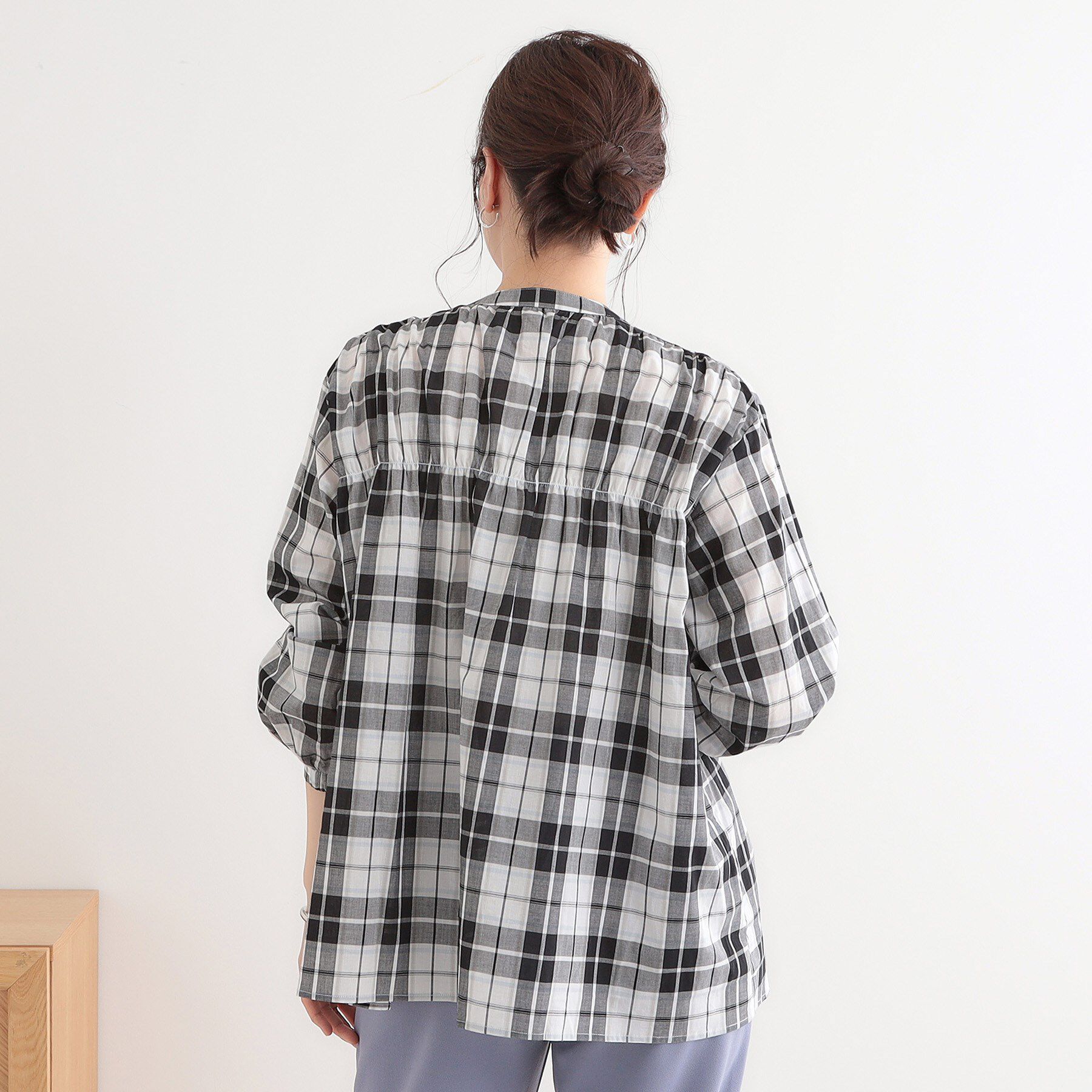 SHOO･LA･RUE「【S-LL】チェック柄シャーリングシャツ」|シャツ・ブラウス|
