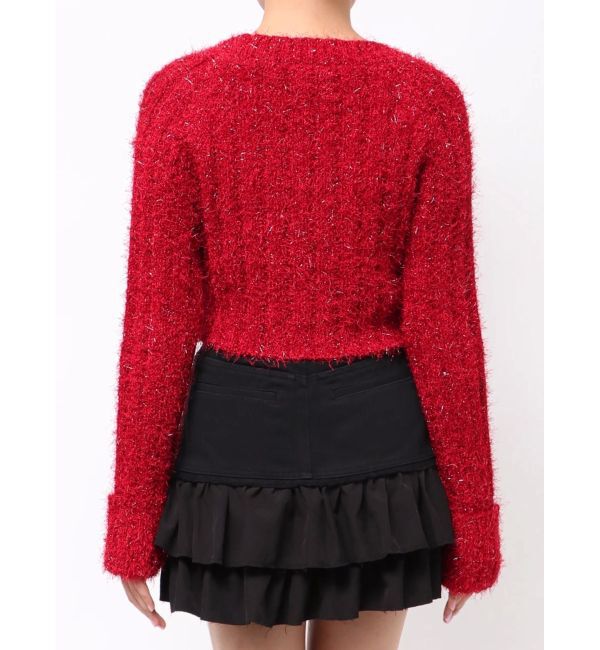 EVRIS「フェザーラメニットショートカーディガン」|カーディガン|