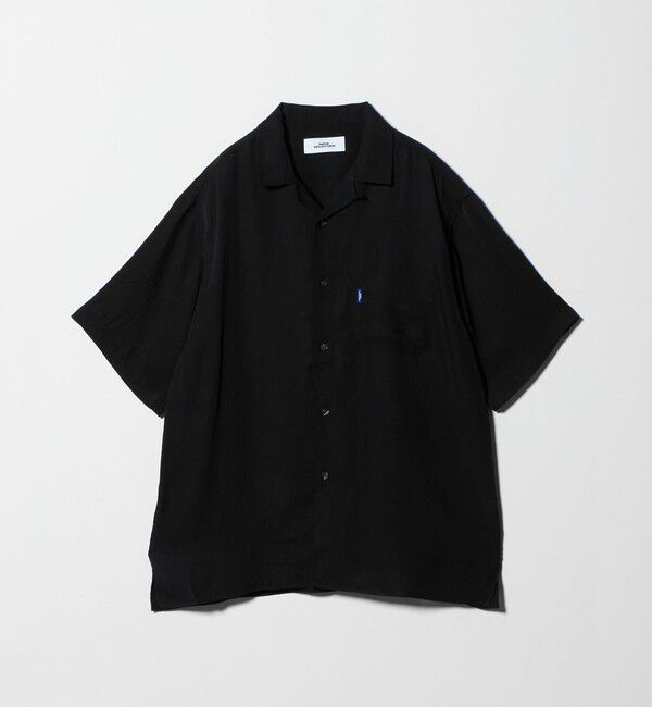 NICE WEATHER「＜NICE WEATHER＞サテン ショートスリーブシャツ」|シャツ・ブラウス|BLACK