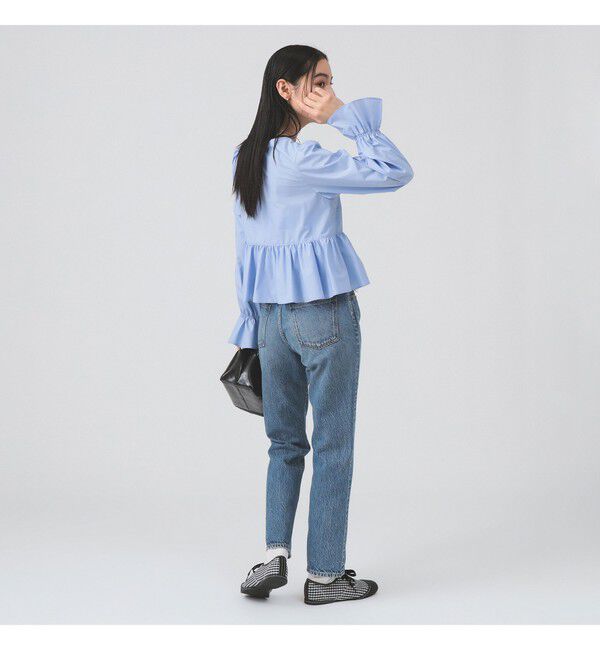 Ray BEAMS 「ギャザー ペプラム Vネック ブラウス　　26SS 日除け 裾フレア 冷房対策  春夏」|シャツ・ブラウス|