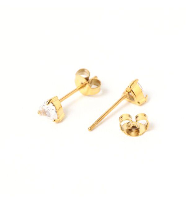 Ray BEAMS 「ステンレス キュービックジルコニア ハート ピアス」|ピアス|
