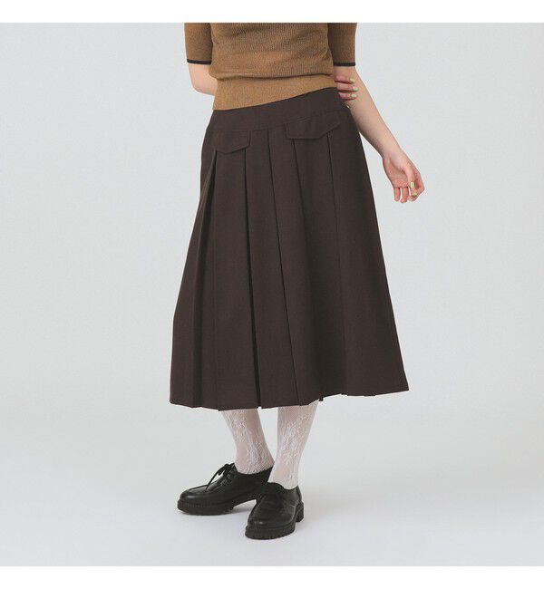 Ray BEAMS 「ボックス プリーツ ミディ スカート」|スカート|BROWN