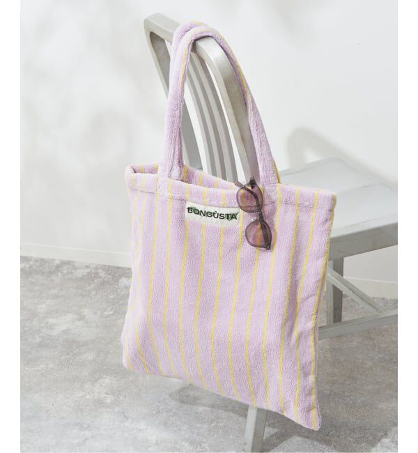 SLOBE IENA「《追加》BONGUSTA/ボングスタ naram striped トートバッグ」|トートバッグ|パープル