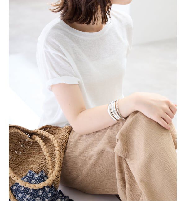 SLOBE IENA「《追加2》スラブ天竺5分袖TEE」|Tシャツ・カットソー|