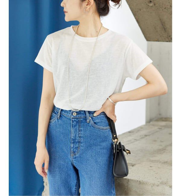 SLOBE IENA「《追加2》スラブ天竺5分袖TEE」|Tシャツ・カットソー|