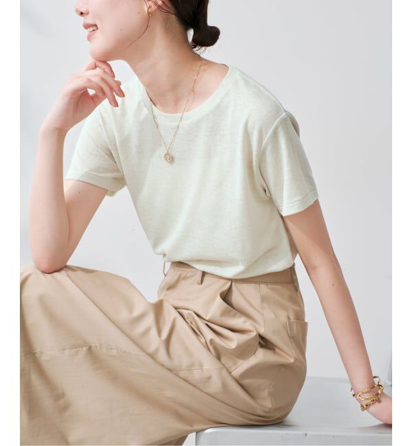 SLOBE IENA「《追加2》スラブ天竺5分袖TEE」|Tシャツ・カットソー|