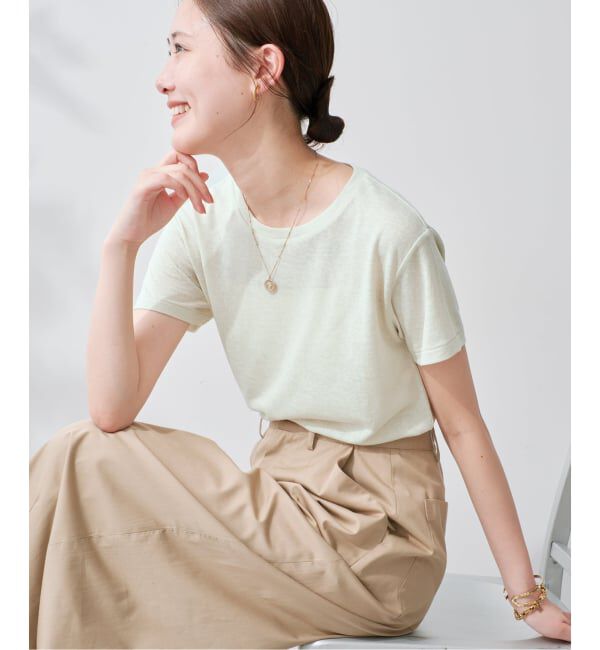 SLOBE IENA「《追加2》スラブ天竺5分袖TEE」|Tシャツ・カットソー|グリーン B