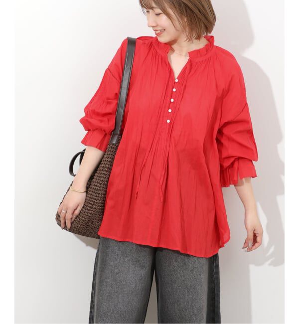 JOURNAL STANDARD relume「コットンボイルクリンクルタックフリルプルオーバー」|シャツ・ブラウス|レッド