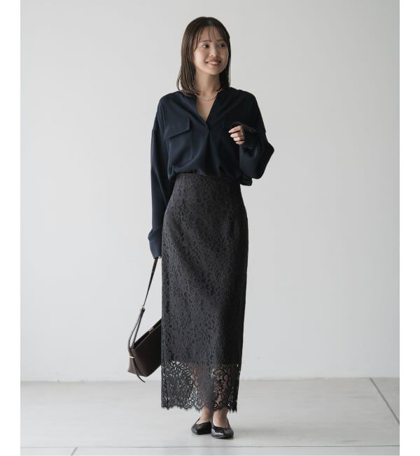 NOBLE「《追加 / WEB+一部店舗限定》リバーレースIラインスカート2」|スカート|