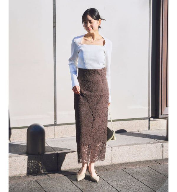 NOBLE「《追加 / WEB+一部店舗限定》リバーレースIラインスカート2」|スカート|