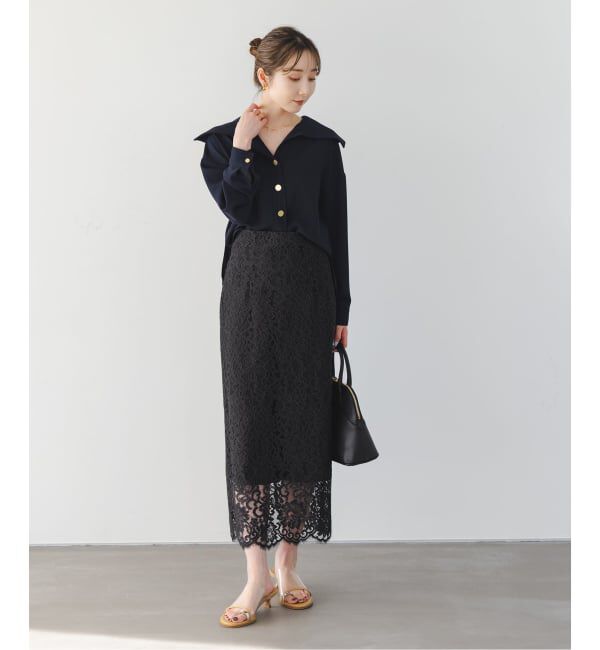 NOBLE「《追加 / WEB+一部店舗限定》リバーレースIラインスカート2」|スカート|