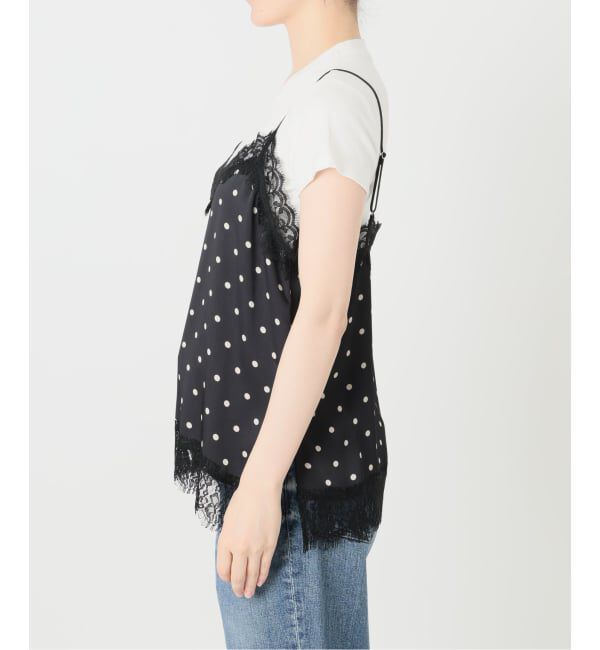 Spick and Span「《セットアップ可 / 予約》レースドッキングドットサテンキャミ」|キャミソール|