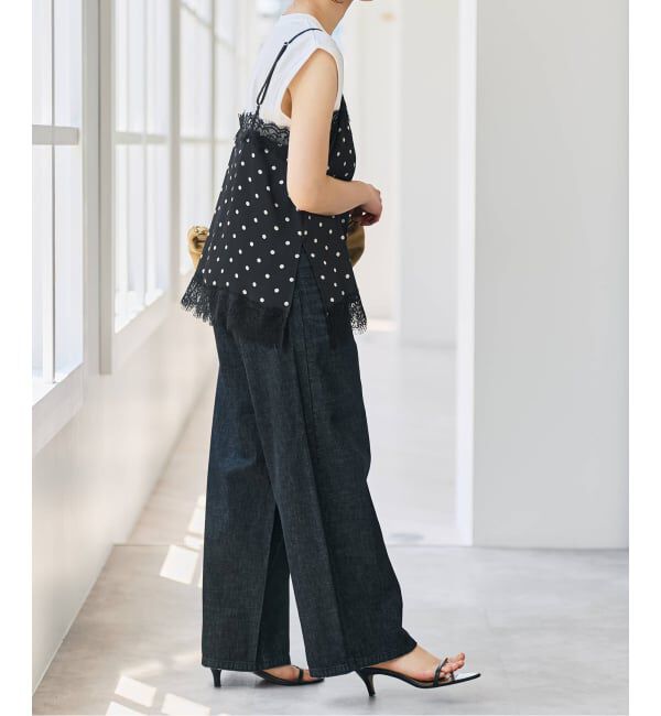 Spick and Span「《セットアップ可 / 予約》レースドッキングドットサテンキャミ」|キャミソール|