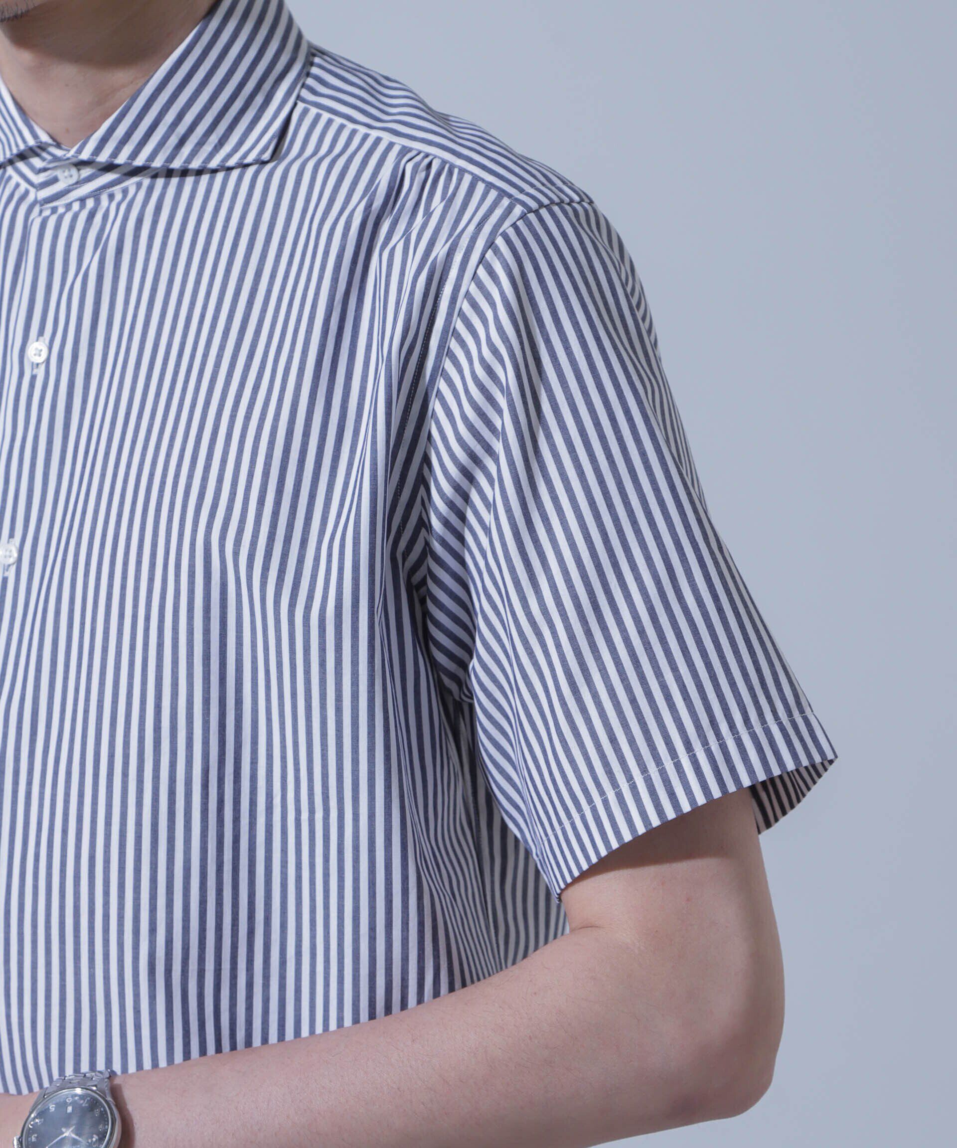 nano･universe「「N SHIRTS」AntiSoaked(R)汗染み防止ホリゾンタルカラーシャツ半袖」|シャツ・ブラウス|