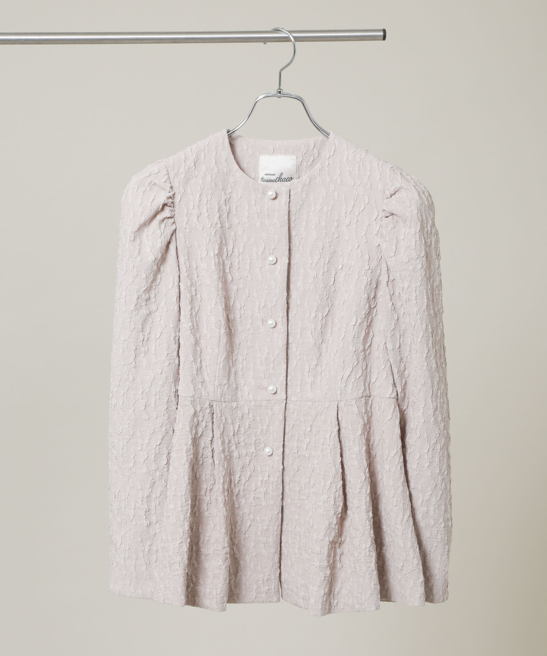 nano･universe「troisieme chaco/別注 PUFFY JACQUARD ジャケット」|テーラードジャケット|ベージュ