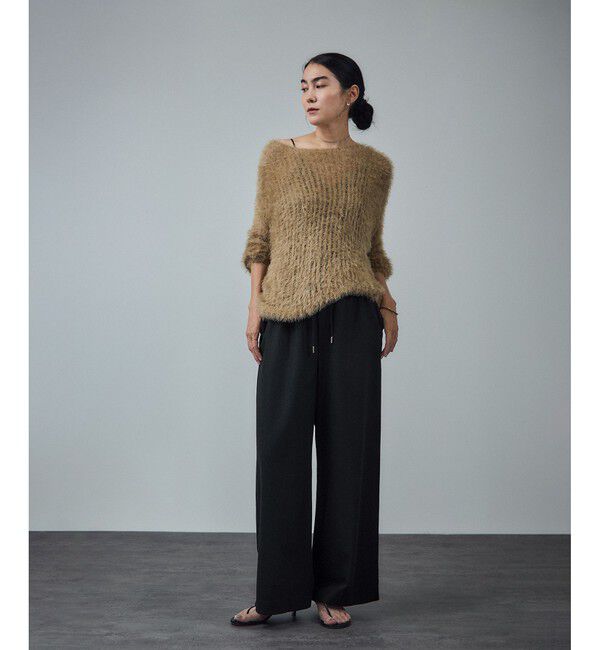 SALON adam et rope'「【WEB限定】ウォッシャブルウールカシミヤワイドパンツ」|チノ|