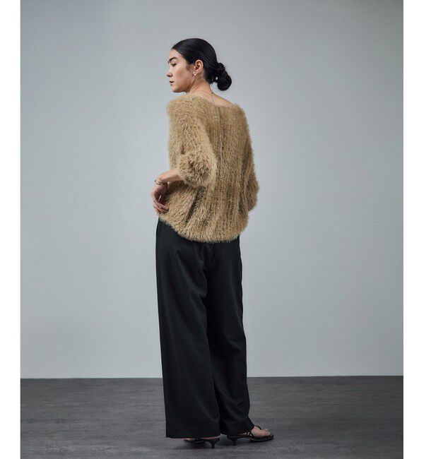 SALON adam et rope'「【WEB限定】ウォッシャブルウールカシミヤワイドパンツ」|チノ|