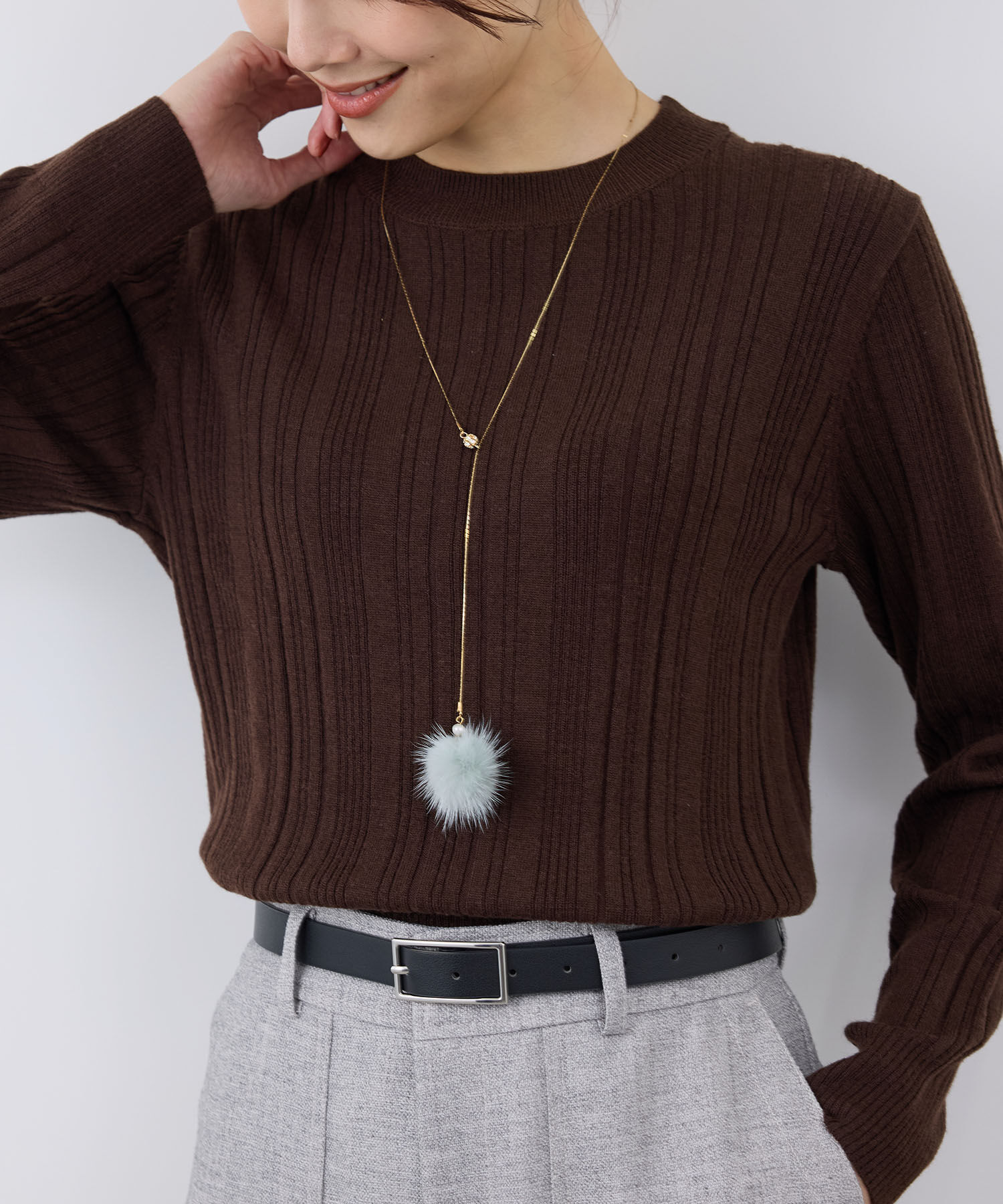 ROPE PICNIC PASSAGE「フラッフィーボール&times;ロンデルラリエットネックレス」|ネックレス|
