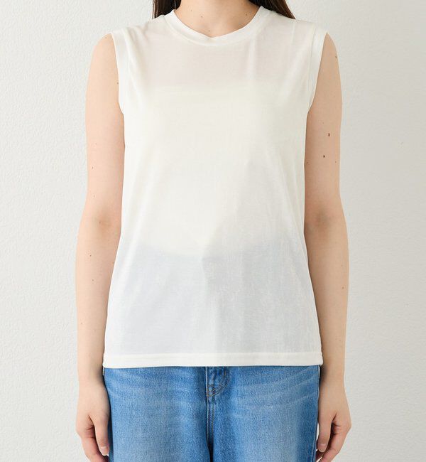  「予約【上品な光沢が目を引く】シャイニーノースリTee」|キャミソール|