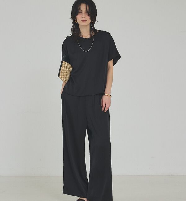 qualite「【接触冷感＆吸水速乾】新色入荷！クールサテンブラウス/セットアップ対応【予約】」|シャツ・ブラウス|
