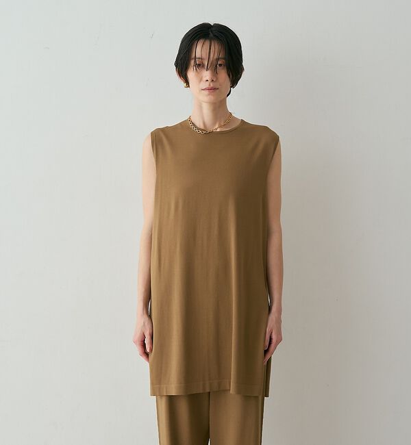 qualite「【接触冷感・セットアップ対応】レーヨンストレッチニットチュニック【予約】」|ワンピース|