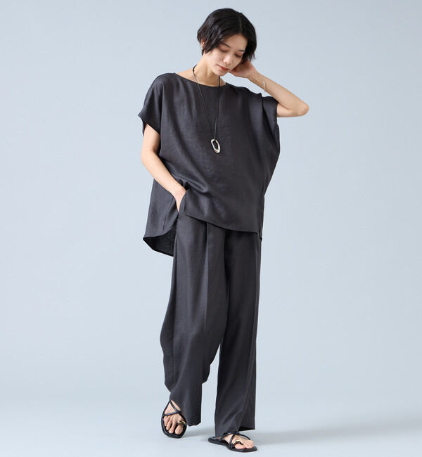 Liesse「《定番》麻調タックワイドパンツ（セットアップ可）」|その他|