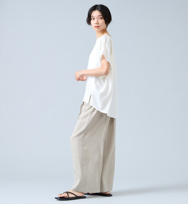 Liesse「《定番》麻調ボートネックブラウス（セットアップ可）」|シャツ・ブラウス|