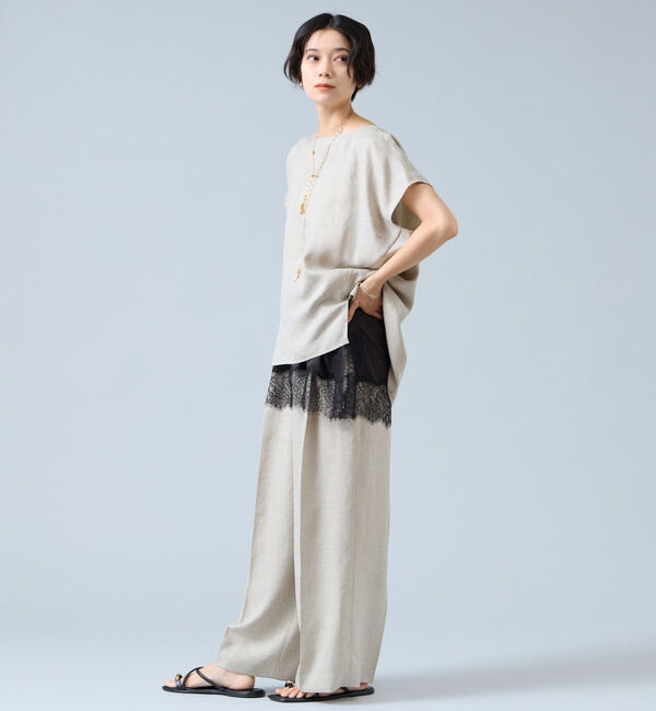 Liesse「《定番》麻調ボートネックブラウス（セットアップ可）」|シャツ・ブラウス|