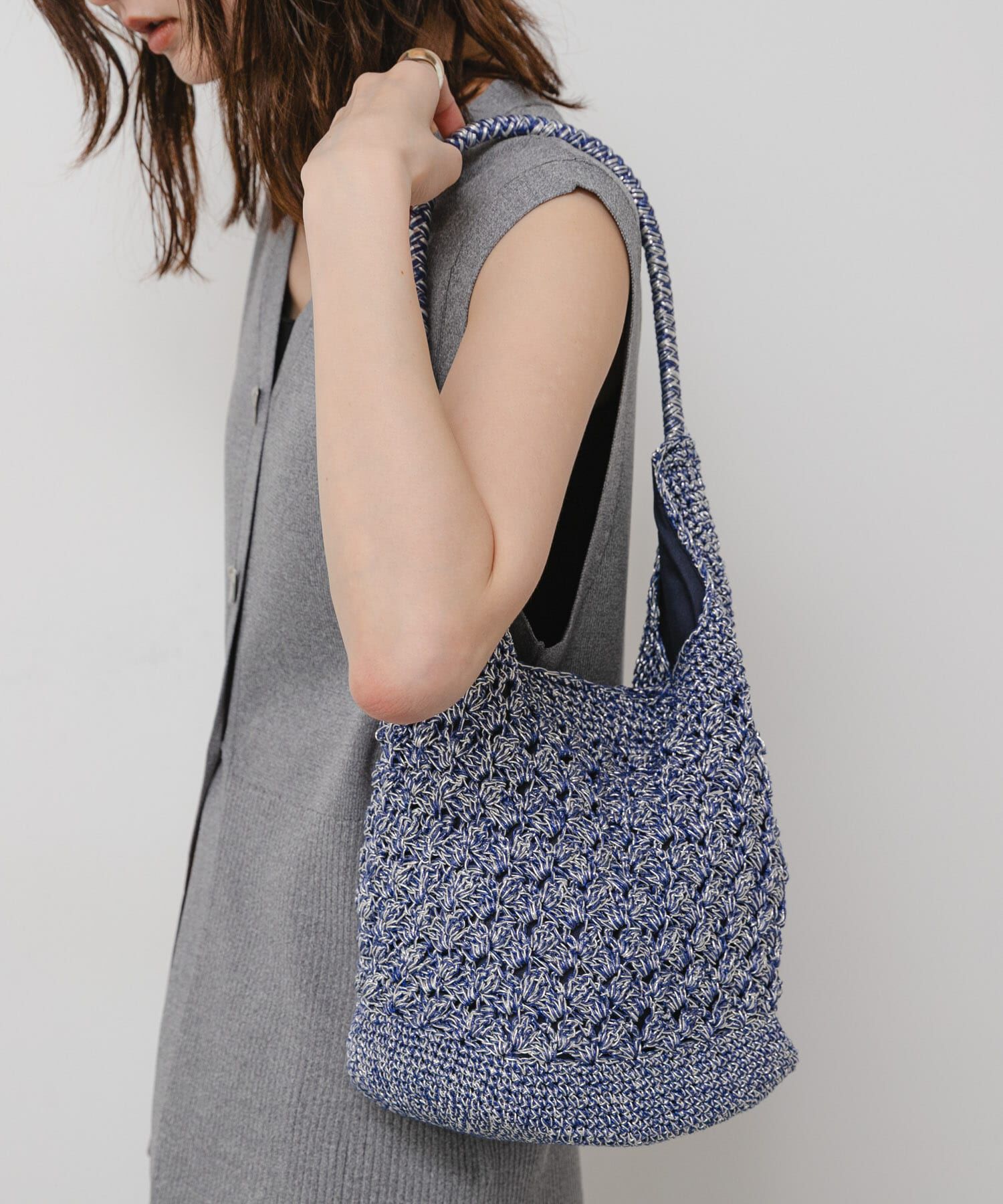 SENSE OF PLACE by URBAN RESEARCH「メタリックヤーンバッグ」|かごバッグ|