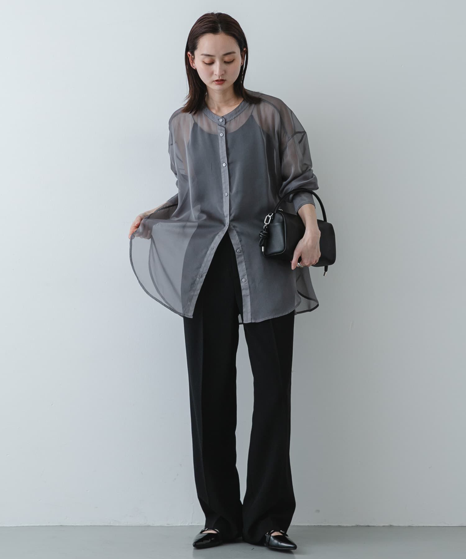 SENSE OF PLACE by URBAN RESEARCH「バンドカラーシャンブレーシアーシャツ」|シャツ・ブラウス|