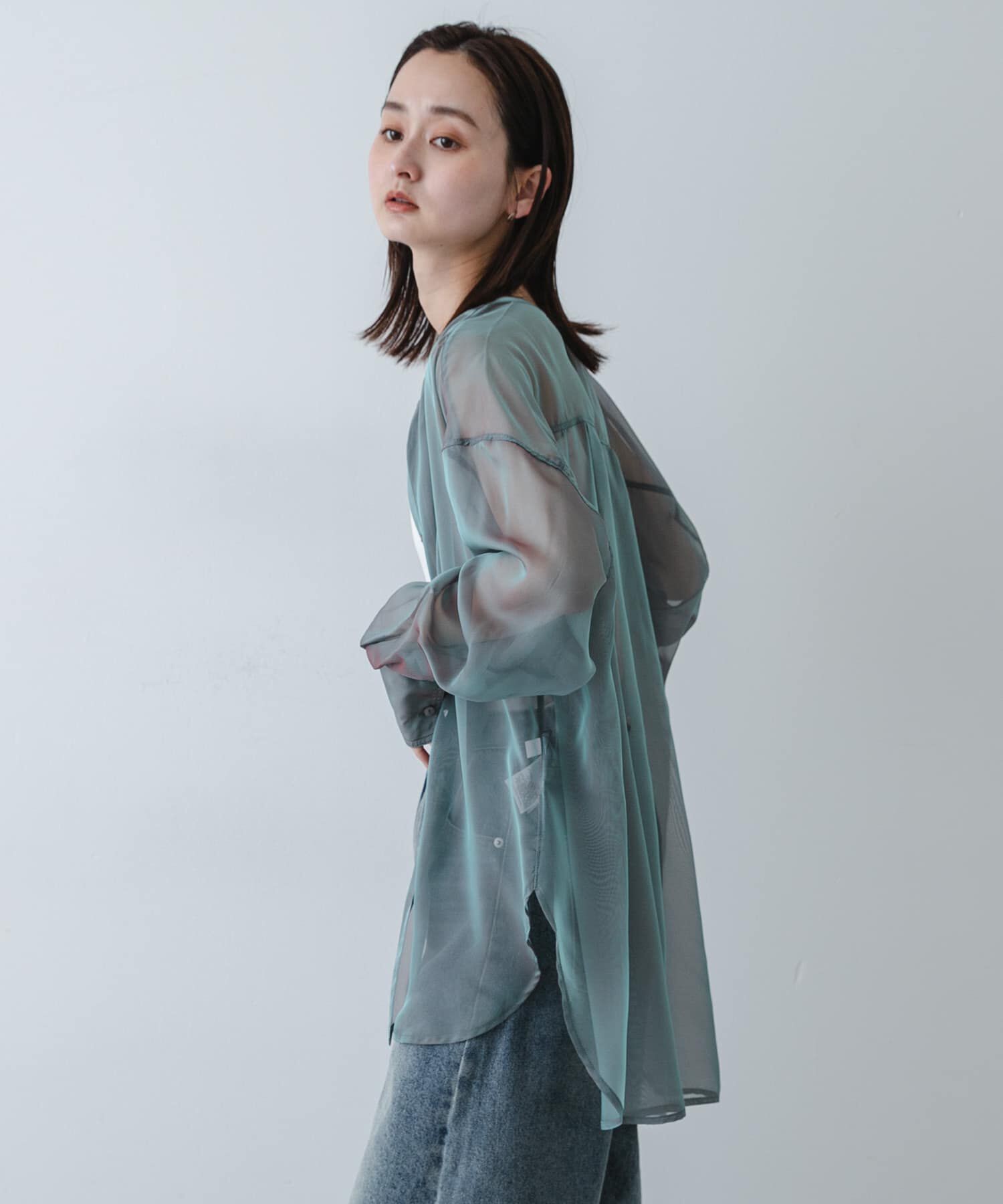 SENSE OF PLACE by URBAN RESEARCH「バンドカラーシャンブレーシアーシャツ」|シャツ・ブラウス|