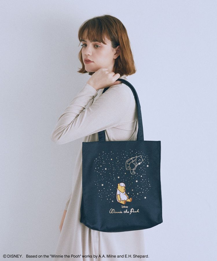 Maison de FLEUR「Winnie the Pooh/スクエアトートバッグ」|トートバッグ|ネイビー