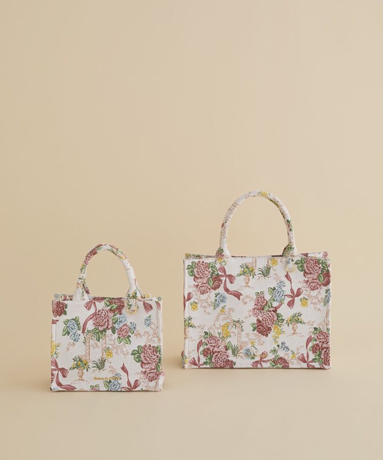 Maison de FLEUR「フラワーガーデン柄ゴブランスクエアトートバッグ」|ハンドバッグ|
