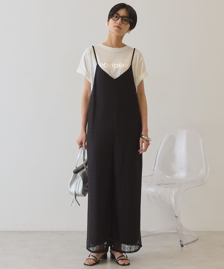 AMERICAN HOLIC「レースキャミサロペット」|オールインワン|Black