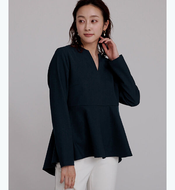ur's「キーネックペプラムトップス」|Tシャツ・カットソー|ダークネイビー