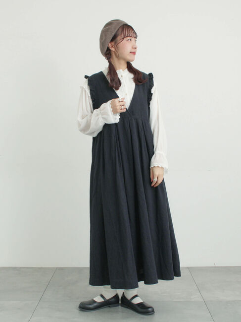 Samansa Mos2「【Cross&times;Linen】肩フリル前後2WAYジャンパースカート」|ワンピース|