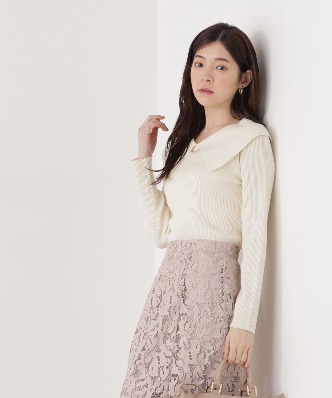 PROPORTION BODY DRESSING「バー付きビッグ襟ニット　26SS」|ニット・セーター|