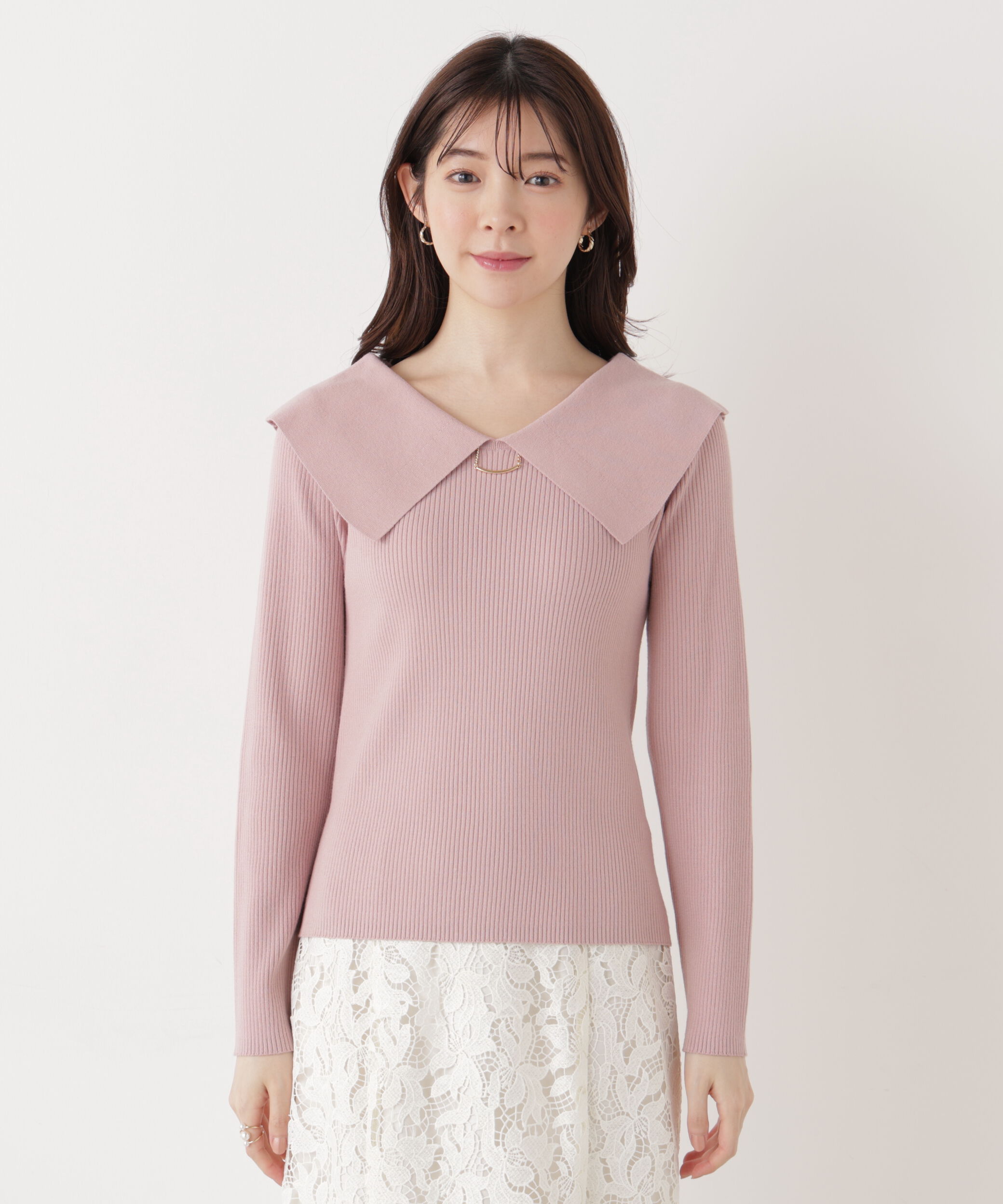 PROPORTION BODY DRESSING「バー付きビッグ襟ニット　26SS」|ニット・セーター|