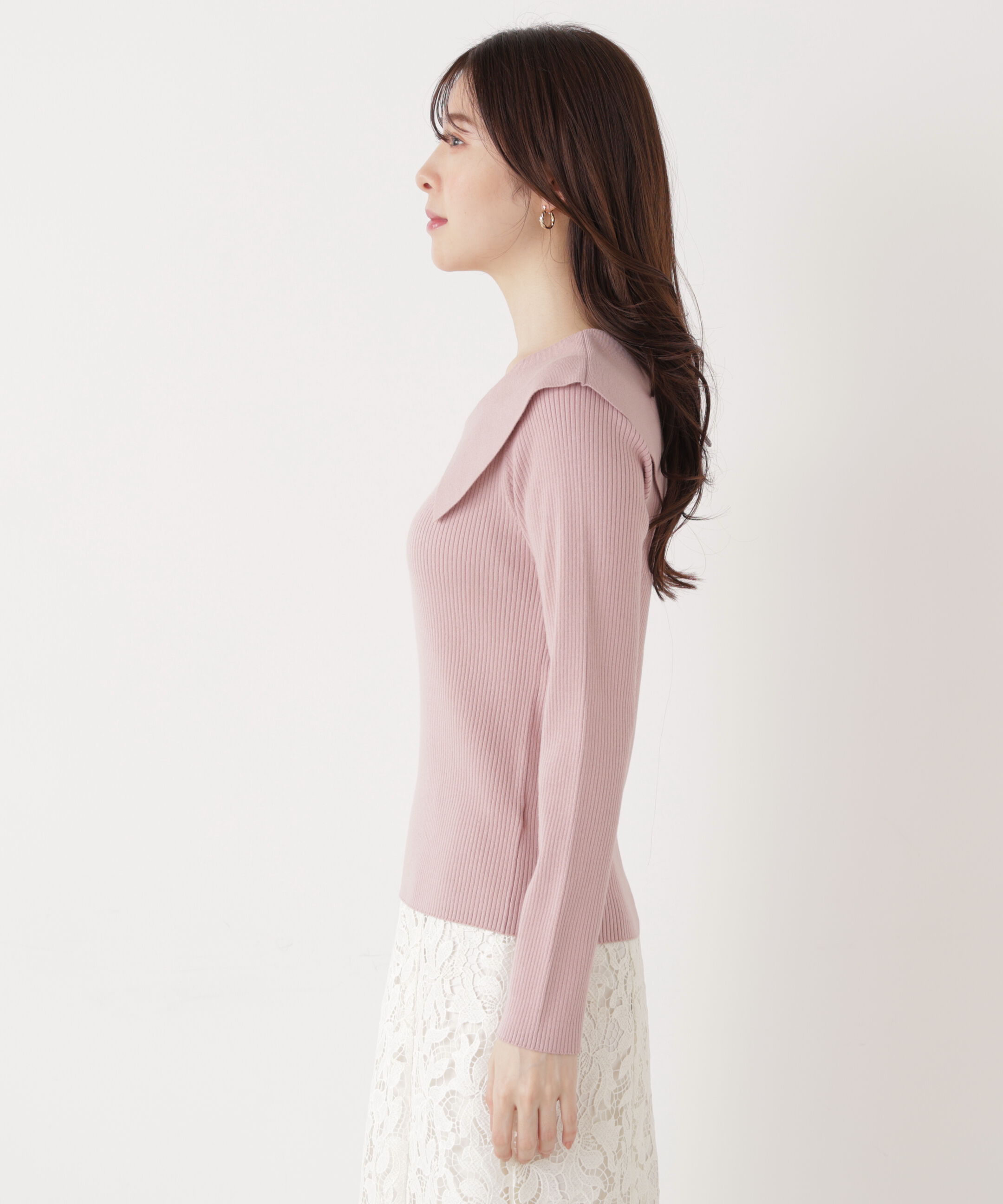 PROPORTION BODY DRESSING「バー付きビッグ襟ニット　26SS」|ニット・セーター|