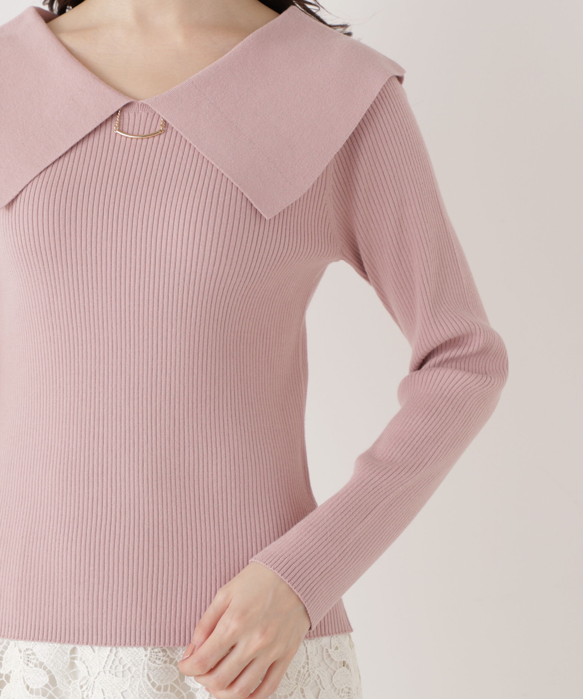 PROPORTION BODY DRESSING「バー付きビッグ襟ニット　26SS」|ニット・セーター|