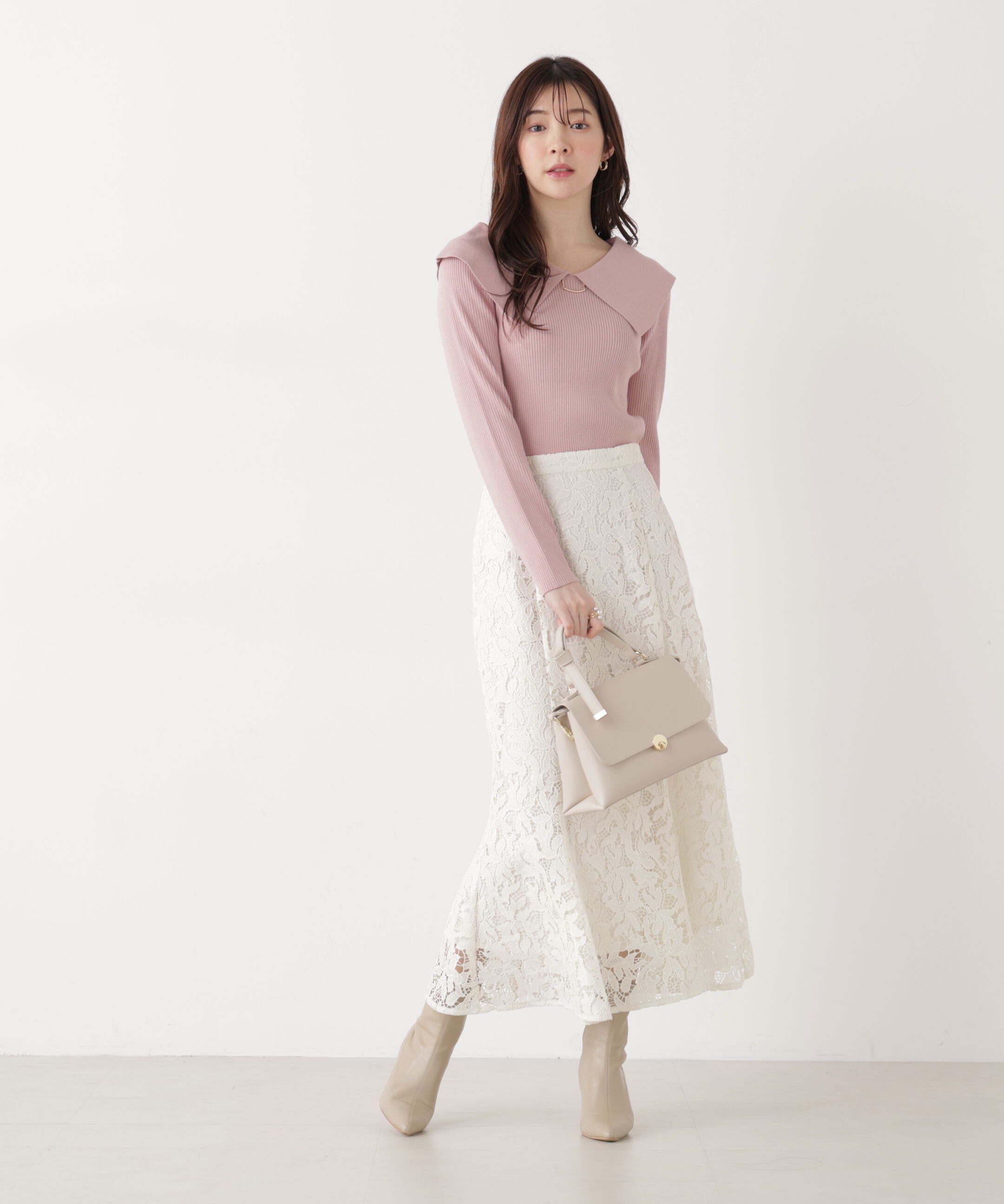 PROPORTION BODY DRESSING「バー付きビッグ襟ニット　26SS」|ニット・セーター|