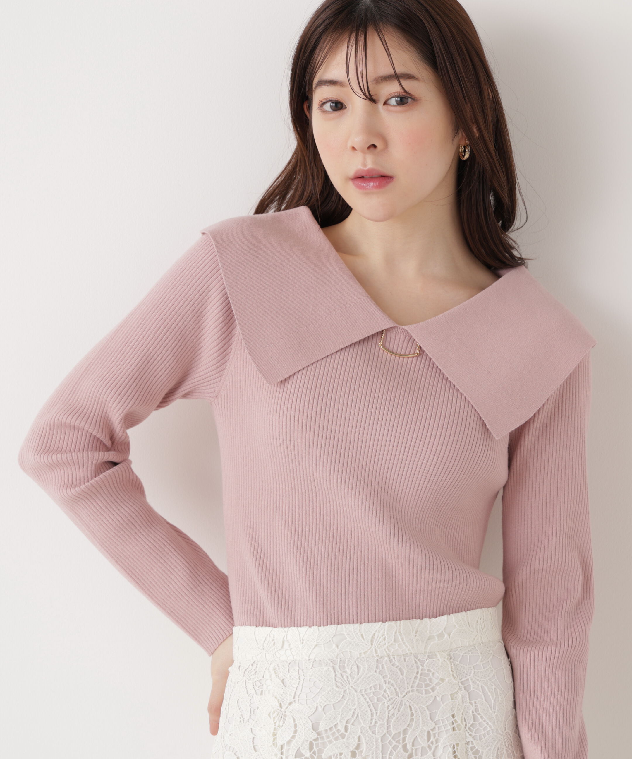 PROPORTION BODY DRESSING「バー付きビッグ襟ニット　26SS」|ニット・セーター|