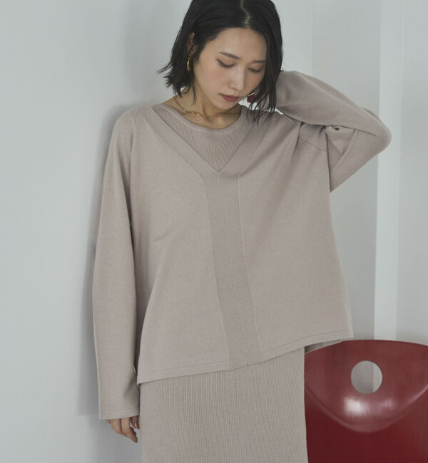 Doux archives「ＶネックニットＳＥＴリブワンピース」|ワンピース|