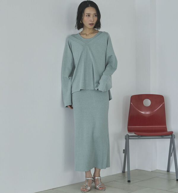 Doux archives「ＶネックニットＳＥＴリブワンピース」|ワンピース|