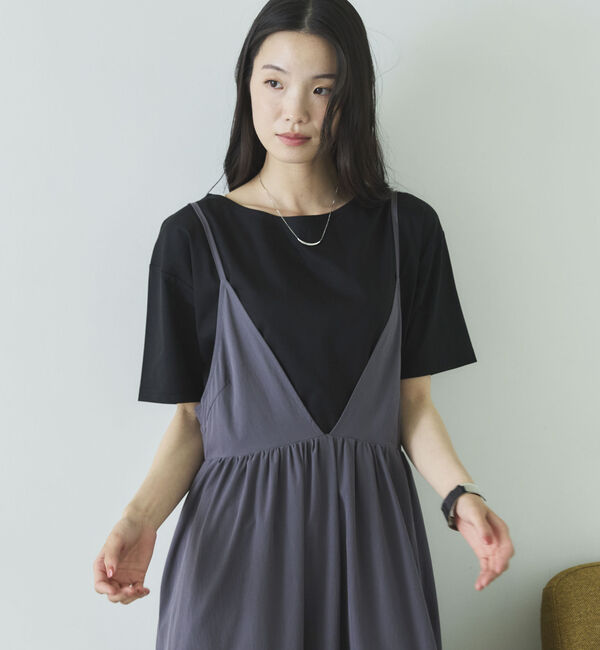 Doux archives「【吸湿透気】ボートネック半袖プルオーバー」|Tシャツ・カットソー|BLACK