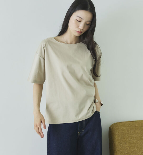 Doux archives「【吸湿透気】ボートネック半袖プルオーバー」|Tシャツ・カットソー|